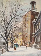 Vladimir Kirin, Lotršćak Tower, 1937., gouache and watercolor on paper