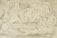 Marijan Detoni, Bacchanalia, 1938., tuš i lavirani tuš na papiru
