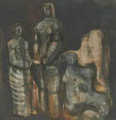 Dušan Džamonja, Family, 1953., oil on cardboard