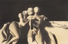 Miljenko Stančić, Two, 1950-tih, charcoal and ink on paper