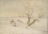 Ljudevit Sestic, Willows in November Morning, oil on canvas