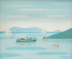 Fishermen Resting by Eugen Buktenica, 1967., oil on canvas, sold Dec 2025