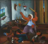 Stjepan Vecenaj, Light it Up, Blaž, 1968., oil on glass