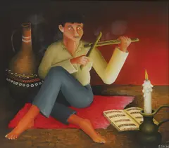 Željko Seleš, Musician, 1971., oil on glass