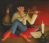 Željko Seleš, Musician, 1971., oil on glass