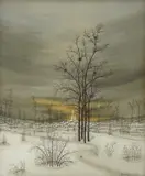 Ivan Lacković Croata, Winter Landscape, 1970., oil on glass