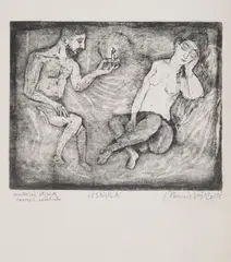 Munir Vejzović, Asleep, etching and aquatint on paper