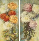 Slava Raškaj, Bouquet of Chrysanthemums, cca. 1898., 1. oil on canvas; 2. oil on canvas
