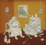 Ivan Generalić, Interior, Serigraphy behind glass and hand-painted background with oil on cardboard