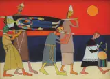 Vilim Svečnjak, Harlequin's Funeral, 1969., oil on glass