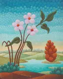 Antun Bahunek, Flowers in the Landscape, 1978., oil on cardboard