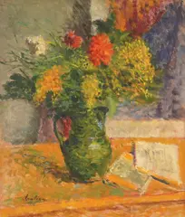 Pitcher with Flowers by Stojan Aralica, 1930-ih, oil on canvas, sold Dec 2025