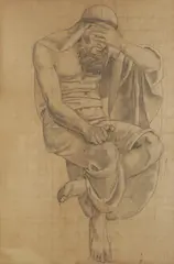 Mirko Rački, Kajafa in Despair, chalk and pencil on paper