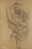 Mirko Rački, Kajafa in Despair, chalk and pencil on paper