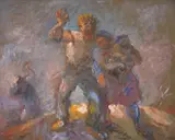 Rihard Jakopič, Refugees, 1927., oil on jute