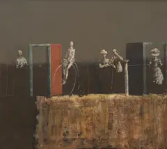 Metamorphosis or Theater of Life II by Vasilije Jordan, oil on canvas, sold Dec 2025