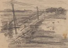 December Road by Milan Steiner, pencil on paper, offered Dec 2025