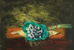 IVO VOJVODIĆ, Bouquet on the Sideboard, oil on hardboard