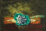 IVO VOJVODIĆ, Bouquet on the Sideboard, oil on hardboard