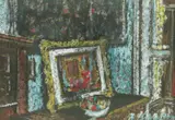 Branko Kovačević, Interior with a Painting, tempera and gouache on paper