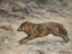 Vladimir Filakovac, Running Wolf, 1935.-1938., oil on wooden board