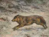 Vladimir Filakovac, Running Wolf, 1935.-1938., oil on wooden board