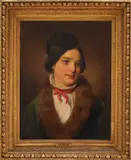 Friedrich von Amerling, Red Scarf, oil on canvas