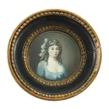 Bust of a Young Woman in a Blue Dress in the Style of Louis XVI by Francuska škola, 18. stoljeće, watercolor on parchment, offered Dec 2025