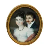 Bust of a Married Couple by Srednjoeuropska škola, 19. stoljeće, watercolor on parchment, offered Dec 2025
