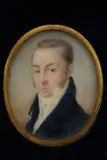 Bust of a Man in a Dark Blue Coat by Europska škola, 19. stoljeće, watercolor on ivory, offered Dec 2025