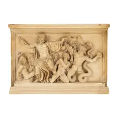 Micheli Gebrüder, ”Bătălia dintre Zeus și Giganți”, basorelief, după friza Templului din Pergamon, provine din colecția inginerului Ion D. Ghica, începutul sec. XX, gips