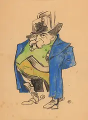 Nicolae Petrescu-Găină, Generalul Gheorghe Manu, caricatură de Nicolae Petrescu-Găină, cca. 1890, acuarelă pe hârtie