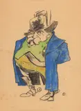 Nicolae Petrescu-Găină, Generalul Gheorghe Manu, caricatură de Nicolae Petrescu-Găină, cca. 1890, acuarelă pe hârtie
