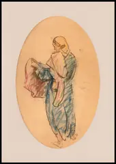 Samuel Mützner, Tătăroaică cu șalvari, creioane colorate și cărbune pe hârtie