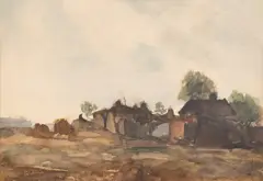 Margine de sat by Adam Bălţatu, acuarelă și creion pe hârtie, sold Nov 2025
