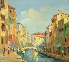 Rudolf Négely, Canal la Veneția, ulei pe carton