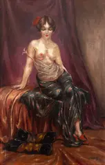 Budoir by Mişu Teişanu, ulei pe carton, sold Nov 2025
