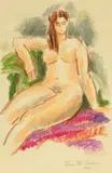 Elena Uţă Chelaru, La pozat, 1987, pastel și creion pe hârtie