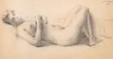 Leon Biju, Nud, 1957, cărbune pe hârtie
