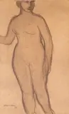 Cik Damadian, Modelul, 1957, cărbune și laviu pe hârtie lipită pe carton