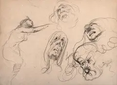 Nicolae Vermont, Commedia dell'arte, creion pe hârtie