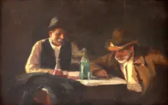 Tudor Vulcana, La un pahar, ulei pe pânză