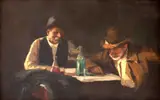 Tudor Vulcana, La un pahar, ulei pe pânză