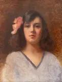 Titus Alexandrescu, Portret cu fundiță, cca. 1900, ulei pe pânză