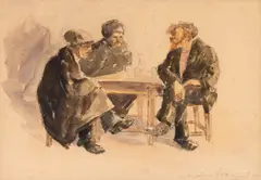 Nicolae Vermont, Discuții aprinse, 1911, acuarelă și creion pe hârtie
