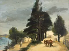 Ștefan Constantinescu, Scenă dobrogeană, 1937, ulei pe placaj