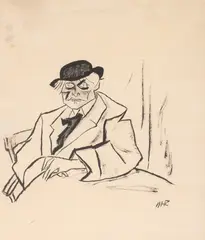 Iosif Iser, Politician așteptând rezultatele, tuș pe hârtie