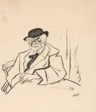 Iosif Iser, Politician așteptând rezultatele, tuș pe hârtie