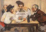 Rudolf Schweitzer–Cumpăna, Ultimele știri, pastel și cărbune pe hârtie lipită pe carton