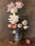 Theodor Cateliu, Ulcior cu bujori, ulei pe carton